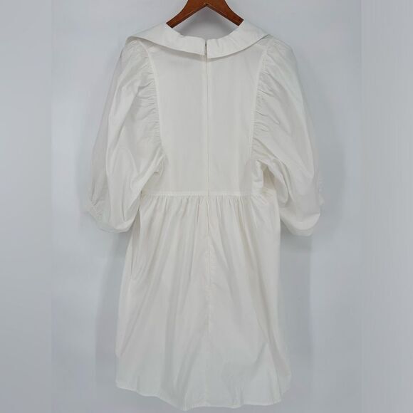 NWT Hunter Bell Noah Mini Dress White Collar‎ Puff Sleeve Relaxed Shift - Picture 4 of 11